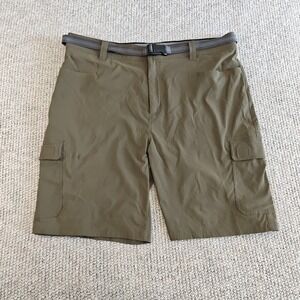 Orvis Cargo Shorts Mens 40 Tech Green Belted Stretch Pocket Nylon Outdoor Hiking